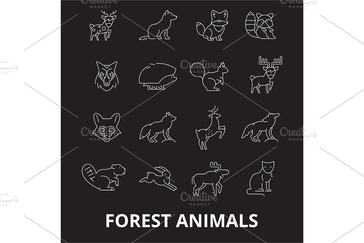 Forest animals editable line icons in Illustrations - product preview 8