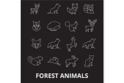 Forest animals editable line icons