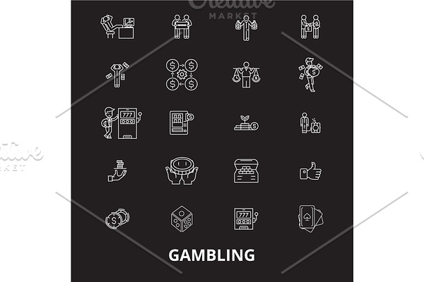 Gambling editable line icons vector