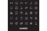 Games editable line icons vector set