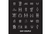 Gay couple editable line icons
