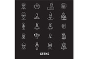 Geeks editable line icons vector set