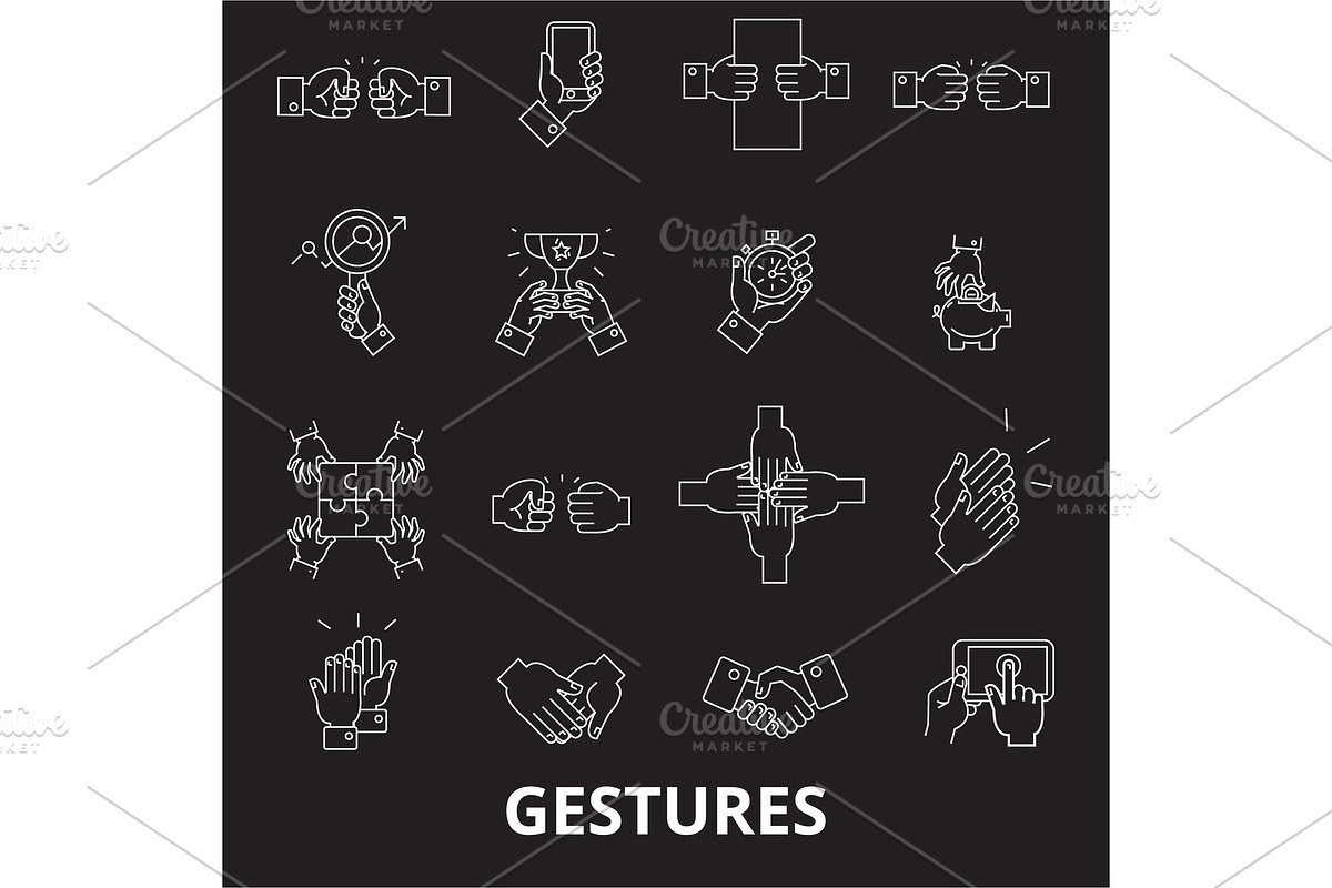 Gestures editable line icons vector in Illustrations - product preview 8