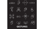 Gestures editable line icons vector