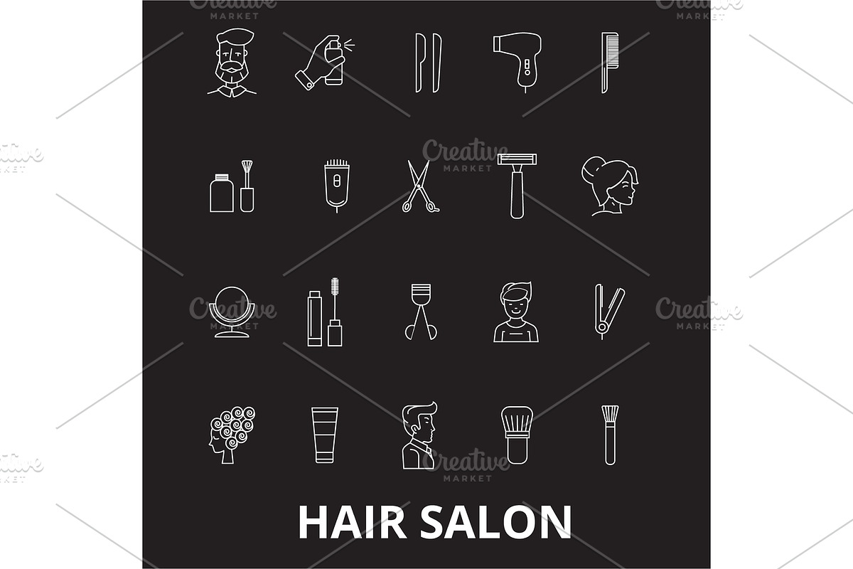 Hair salon editable line icons in Illustrations - product preview 8