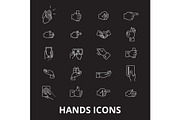Hands editable line icons vector set