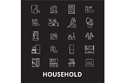 Household editable line icons vector