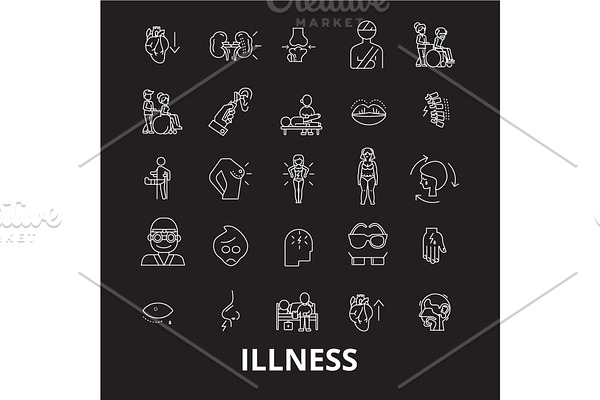Illness editable line icons vector