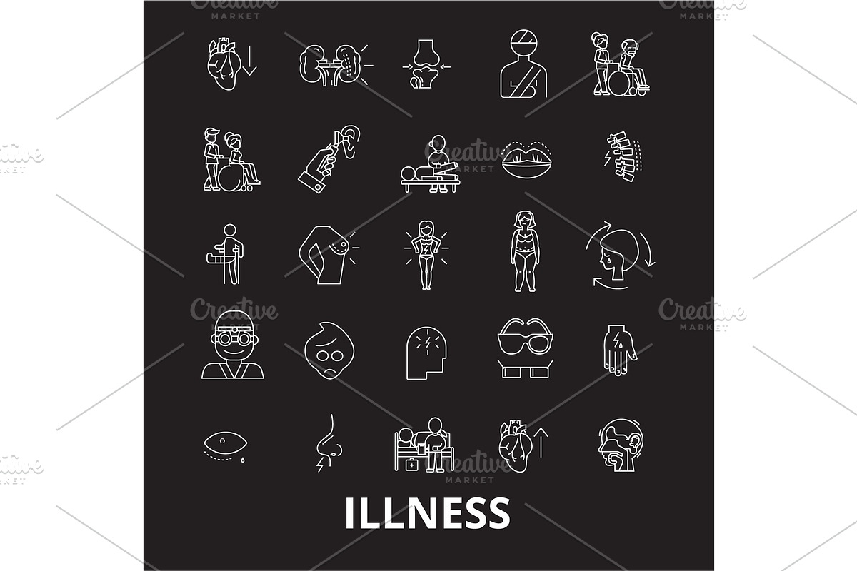Illness editable line icons vector in Objects - product preview 8