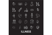 Illness editable line icons vector