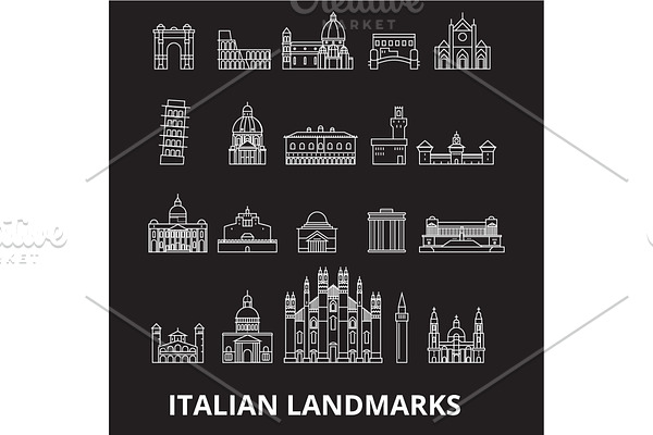 Italian landmakrs editable line