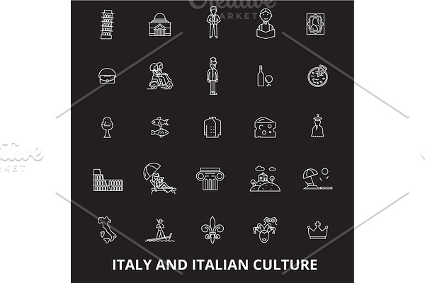 Italy editable line icons vector set