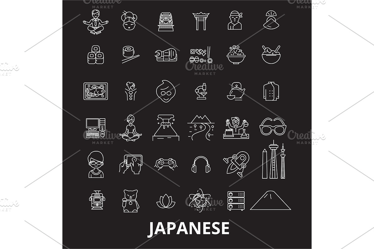 Japanese editable line icons vector in Illustrations - product preview 8