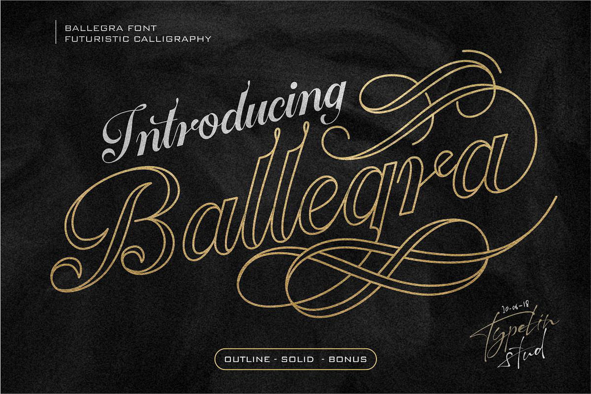 Ballegra Script Outline & Solid. in Chalkboard Fonts - product preview 8