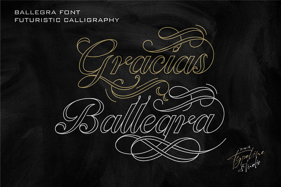 Ballegra Script Outline & Solid. in Chalkboard Fonts - product preview 9
