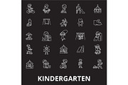 Kindergarten editable line icons