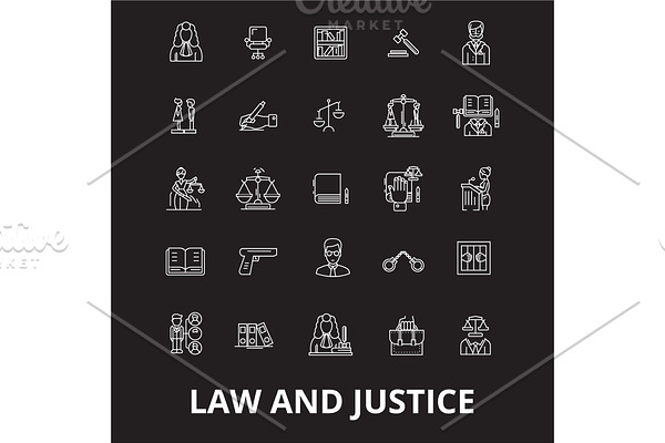 Law and justice editable line icons