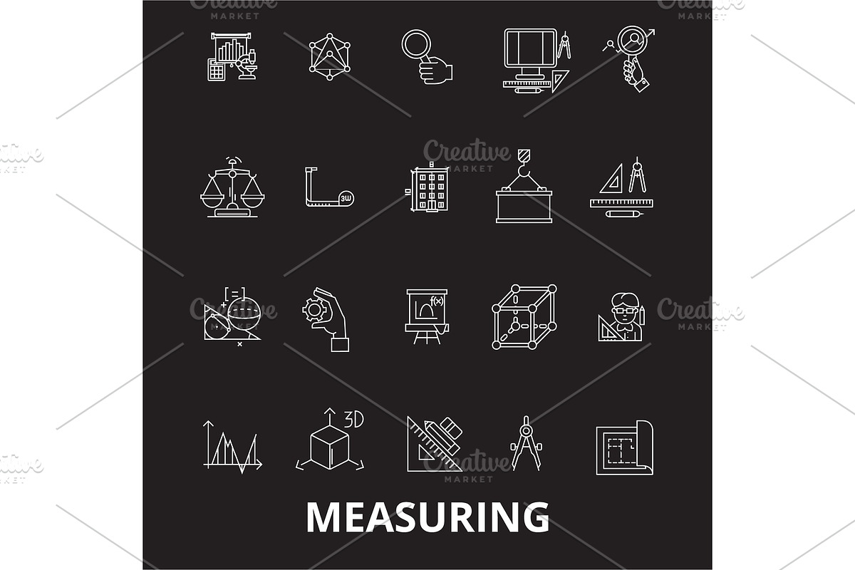 Measuring editable line icons vector in Objects - product preview 8