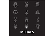 Medals editable line icons vector