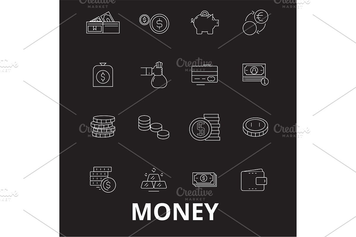 Money editable line icons vector set in Illustrations - product preview 8