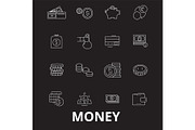 Money editable line icons vector set