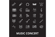 Music concert editable line icons