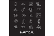 Nautical editable line icons vector