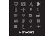Networks editable line icons vector