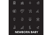 Newborn baby editable line icons