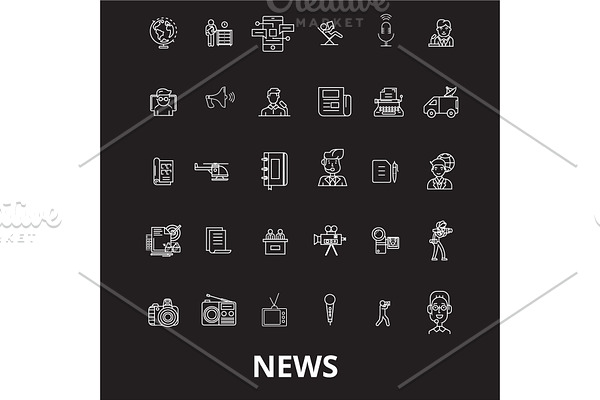 News editable line icons vector set