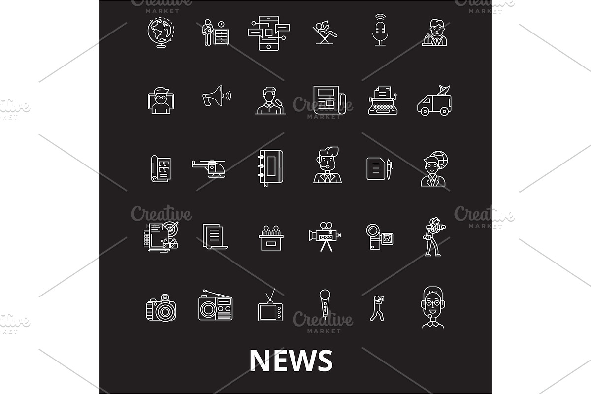 News editable line icons vector set in Objects - product preview 8