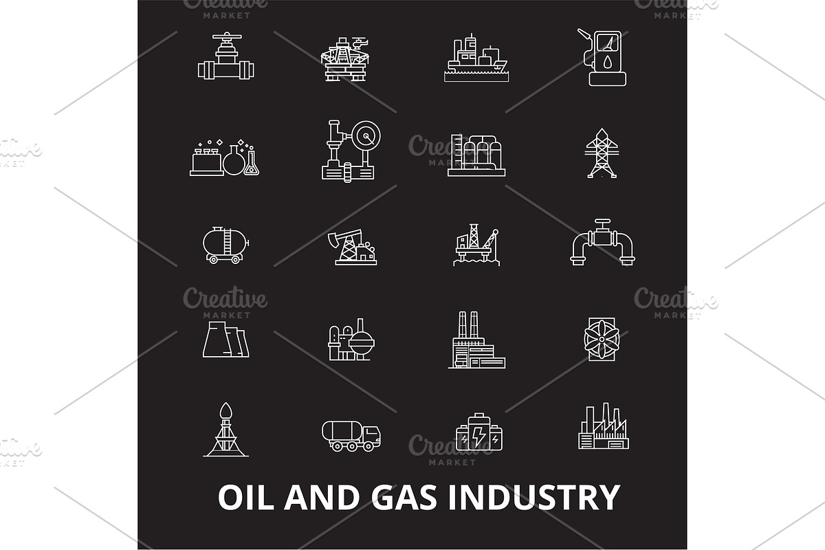 Oil and gas industry editable line in Illustrations - product preview 8