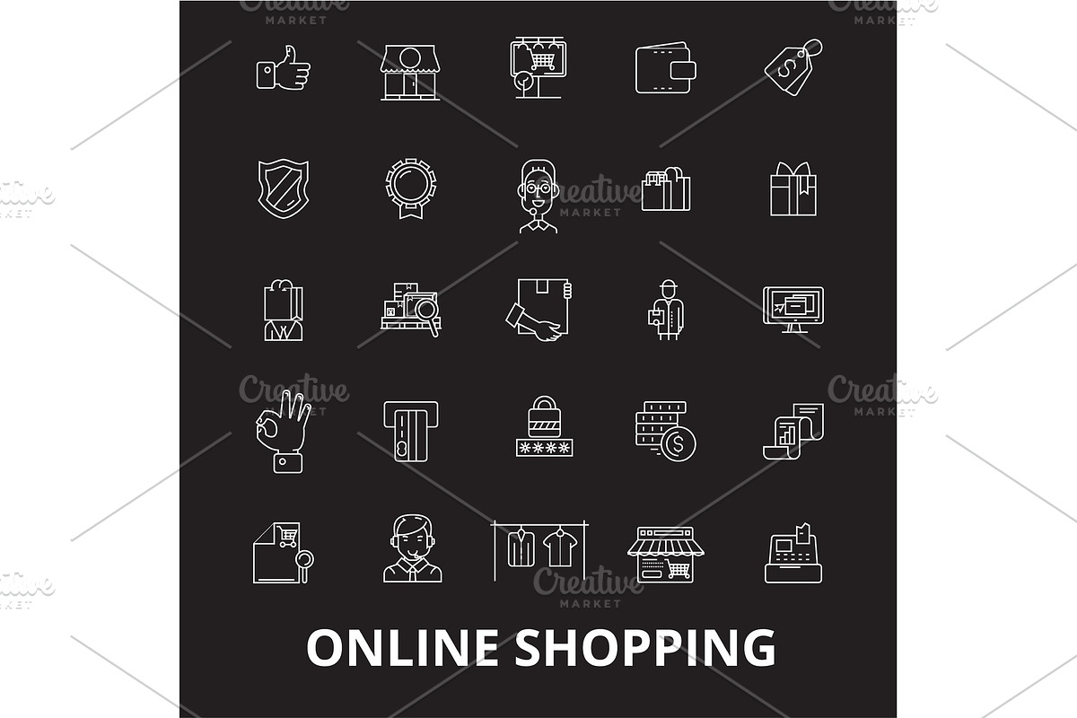 Online shopping editable line icons in Illustrations - product preview 8