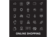 Online shopping editable line icons