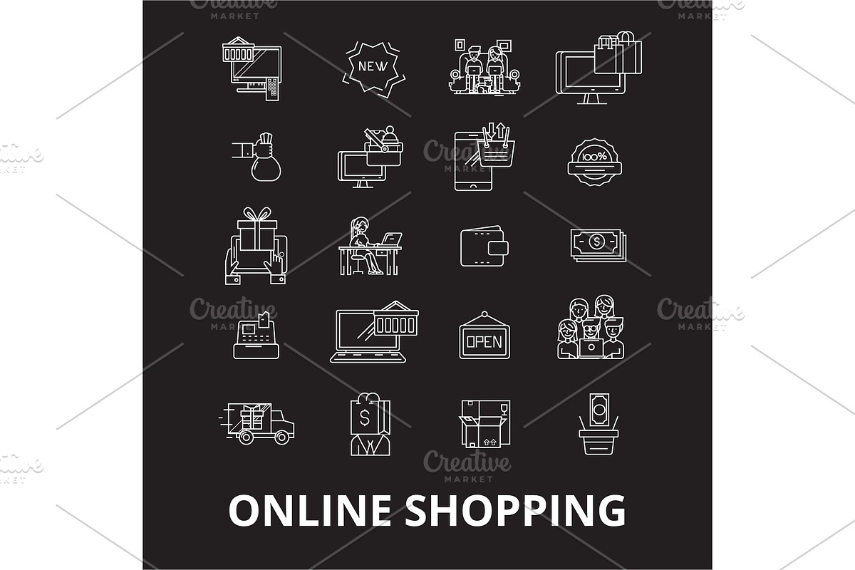 Online shopping  editable line icon in Illustrations - product preview 8