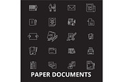Paper documents editable line icons