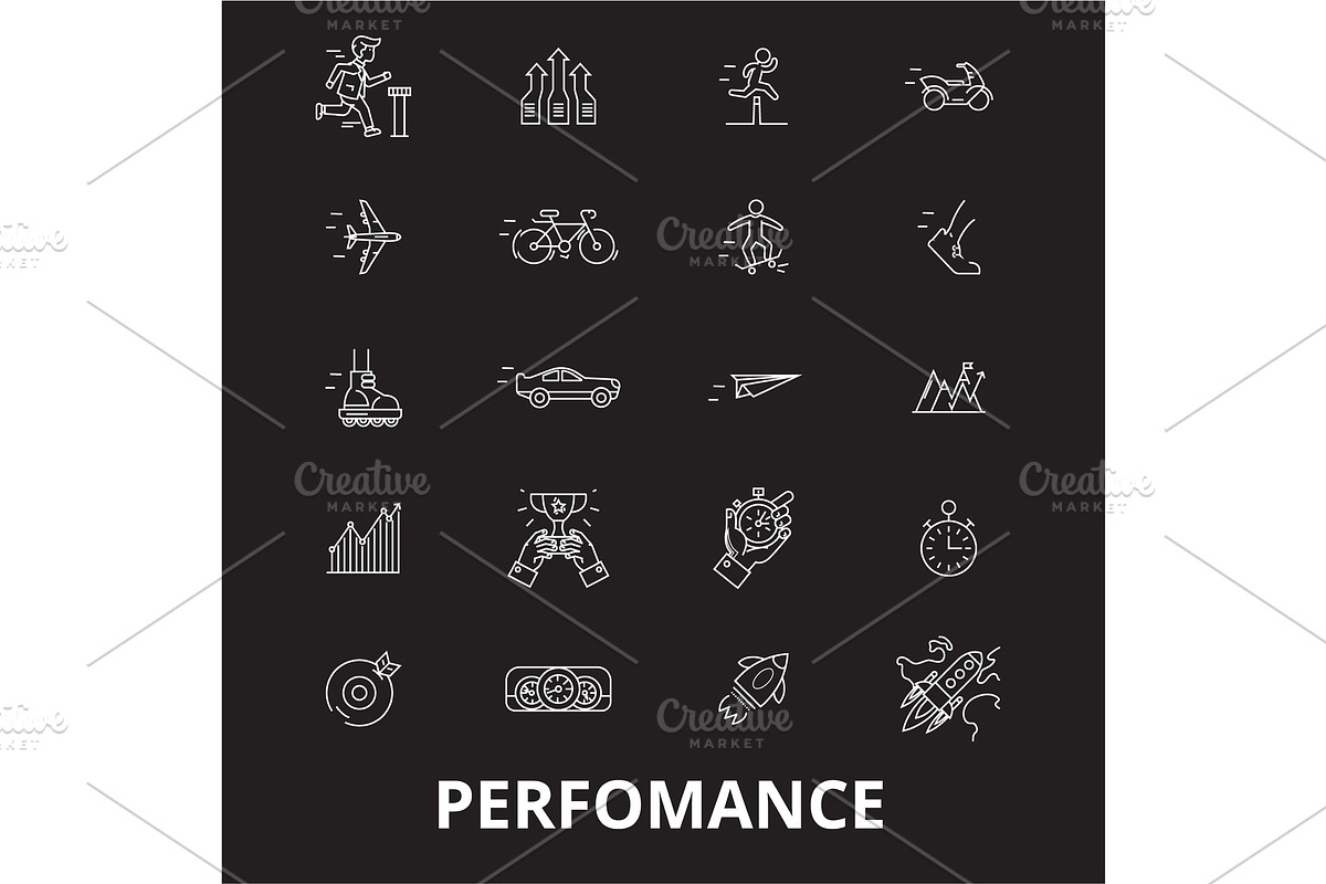 Perfomance editable line icons in Illustrations - product preview 8