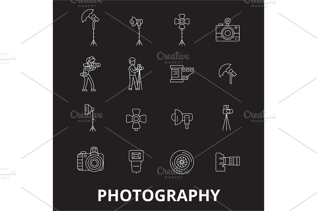 Photography editable line icons in Illustrations - product preview 8