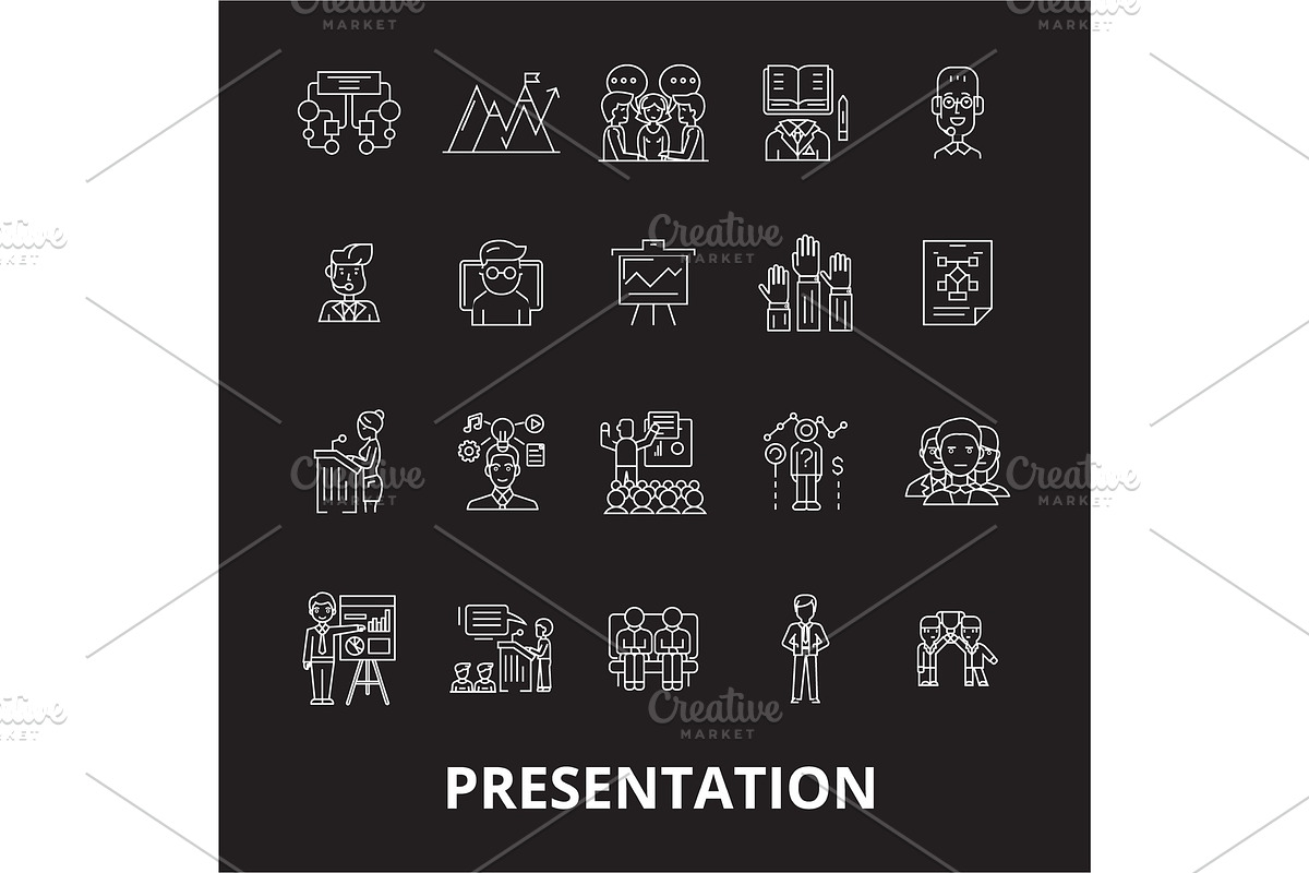 Presentation editable line icons in Illustrations - product preview 8