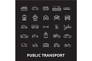 Public transport editable line icons
