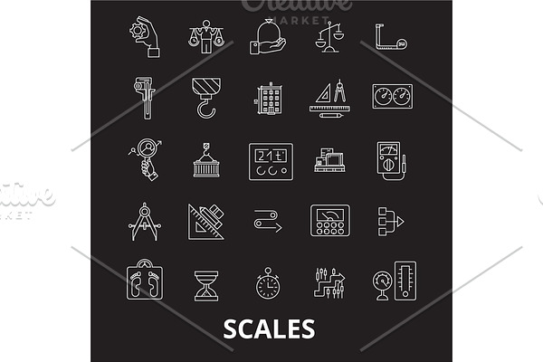 Scales editable line icons vector