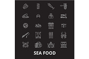 Sea food icons editable line icons