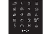 Shop editable line icons vector set