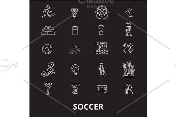 Soccer editable line icons vector