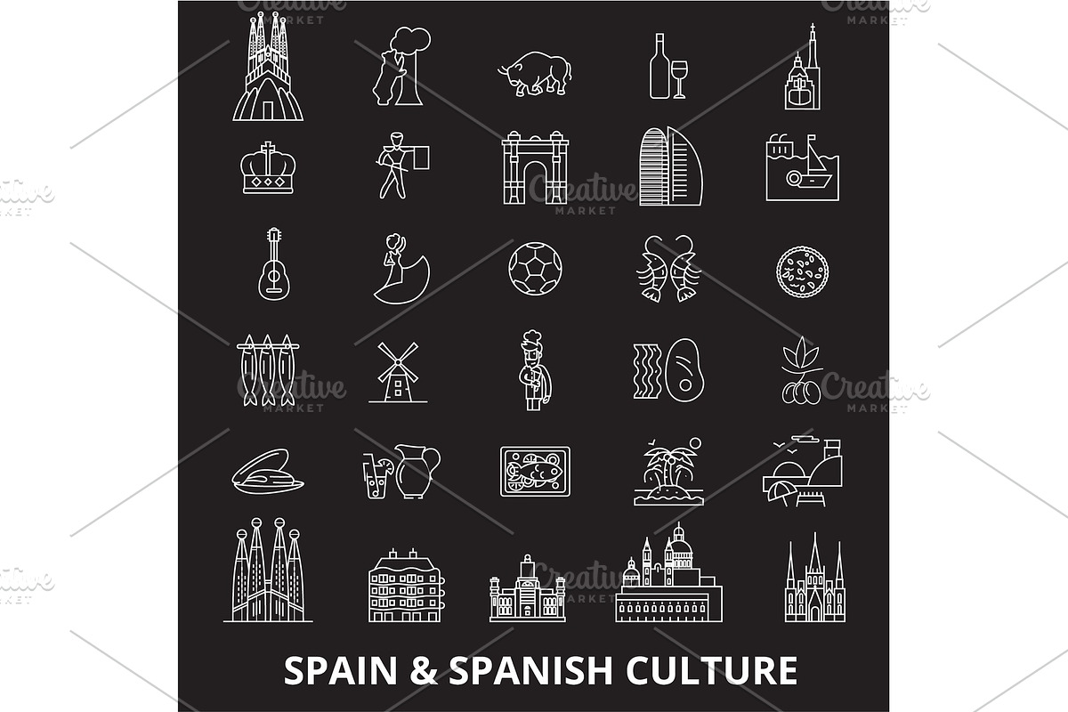 Spain editable line icons vector set in Illustrations - product preview 8