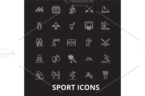 Sport editable line icons vector set