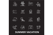 Summer vacation editable line icons