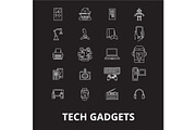 Tech gadgets editable line icons