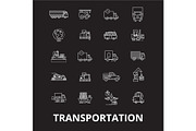 Transportation editable line icons