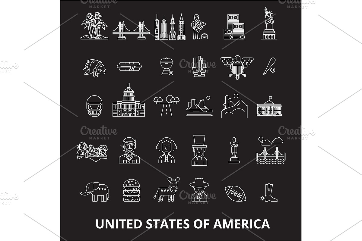 Usa editable line icons vector set in Objects - product preview 8